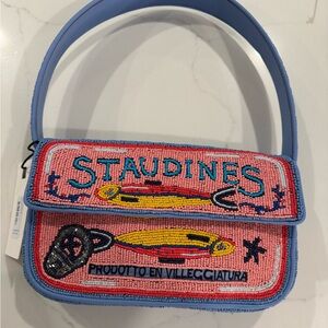 STAUD Pink and Blue Beaded Bag